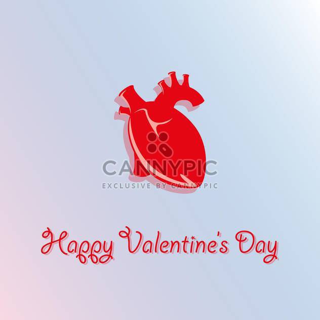 Vector card for Valentine's Day with red realistic heart on blue background - Free vector #125775
