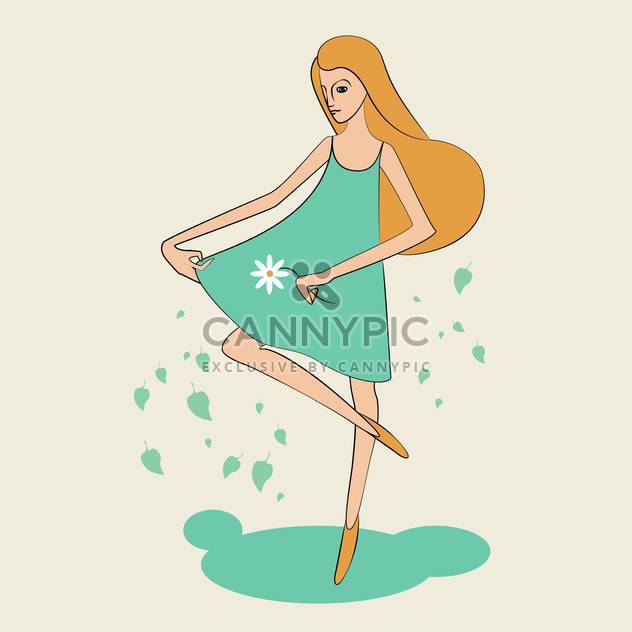colorful illustration of summertime girl with flower in hand - vector #125945 gratis