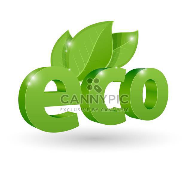 Vector illustration of green eco icon with leaves on white background - Free vector #125985