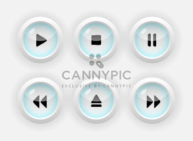 Vector set of six round media buttons on white background - Free vector #126195