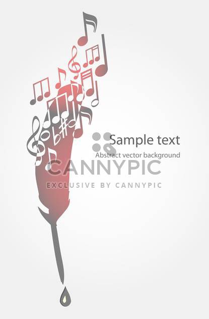 Vector illustration of feather and music notes on white background with text place - vector gratuit #126225 
