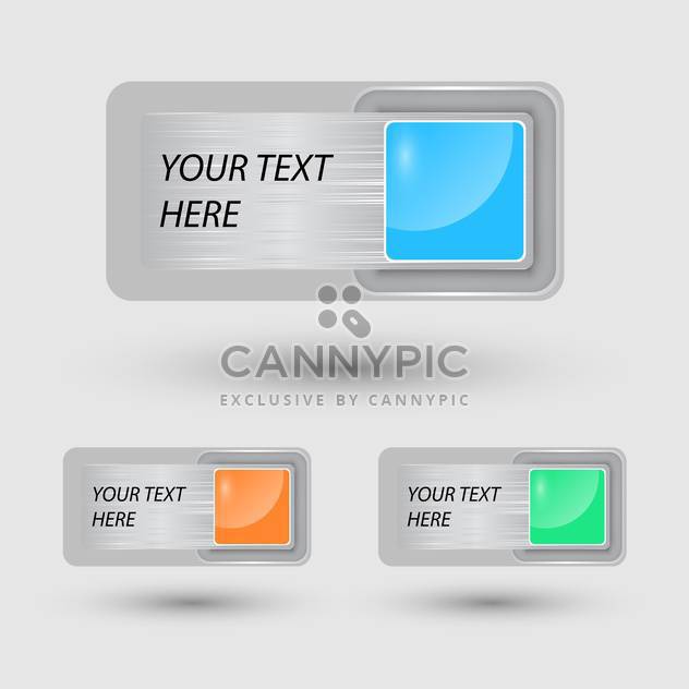 Vector set of colorful web buttons on grey background with text place - Kostenloses vector #126465