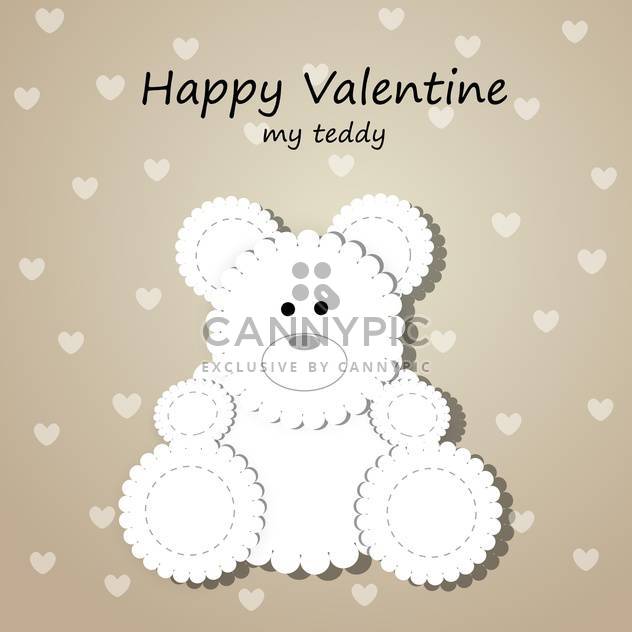 Vector greeting card for Valentine's day with teddy bear - бесплатный vector #126655
