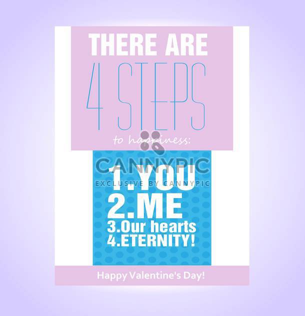 Vector greeting card for Valentine's day with four steps to happiness - vector gratuit #126675 