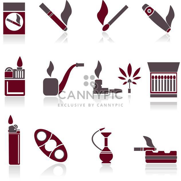 grey and red colors smoking icons on white background - vector gratuit #126745 