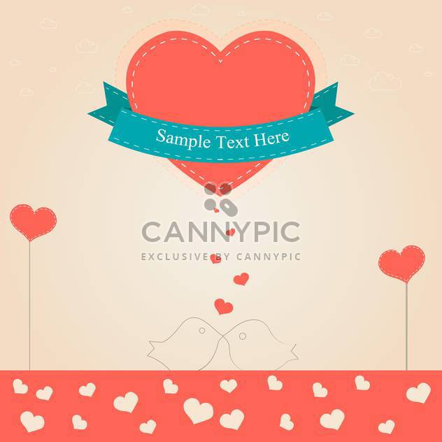 Valentine day card with big red heart and text place - vector #126895 gratis