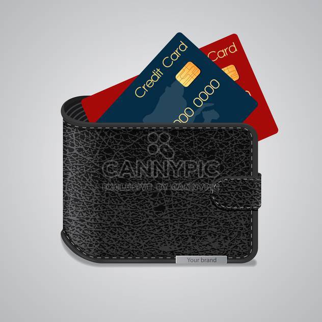 Leather wallet with credit cards inside on grey background - vector gratuit #126975 