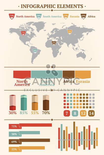 Retro infographics set with world map and Information graphics - vector gratuit #127005 