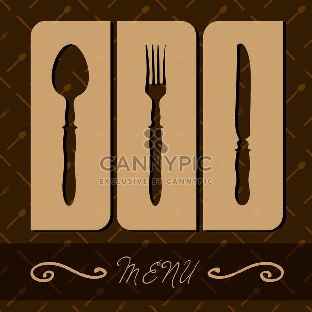 restaurant menu with cutlery on brown background - vector gratuit #127255 