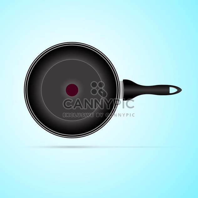 black color frying pan on blue background - vector gratuit #127285 