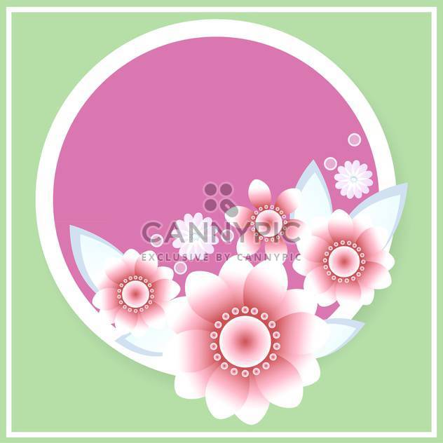 floral pattern in circle on green background with text place - vector #127345 gratis