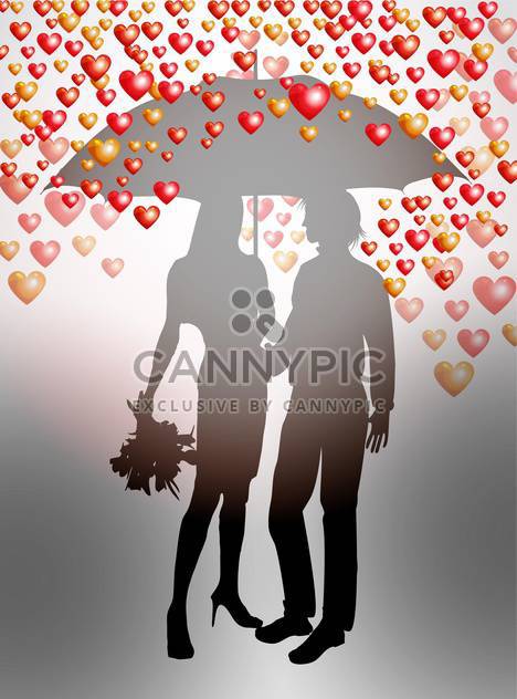 Couple under umbrella on Valentines Day background - Kostenloses vector #127515