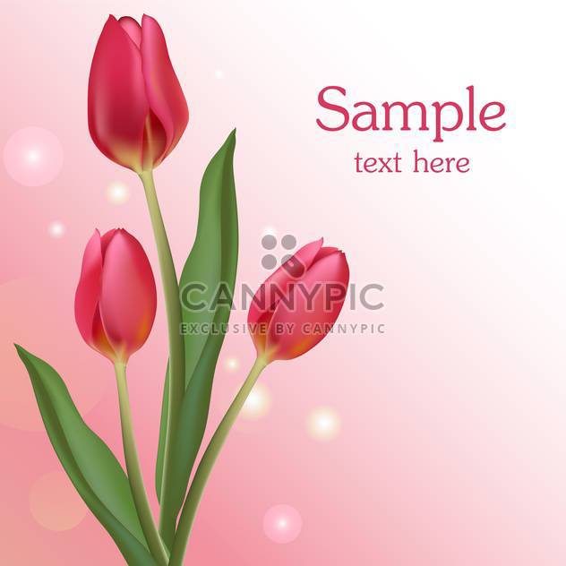 Bunch of pink tulips with text place - vector gratuit #127865 
