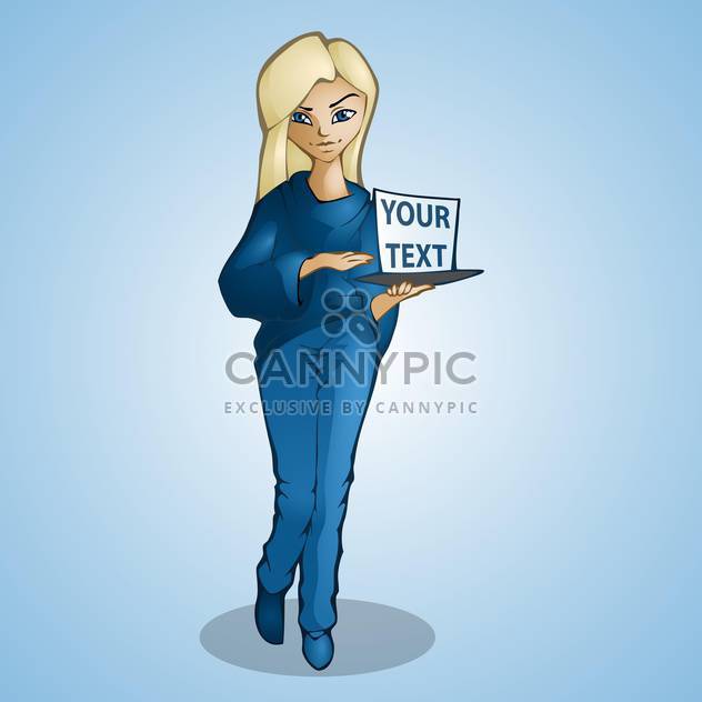 Beauty girl with board for text vector illustration - бесплатный vector #128135