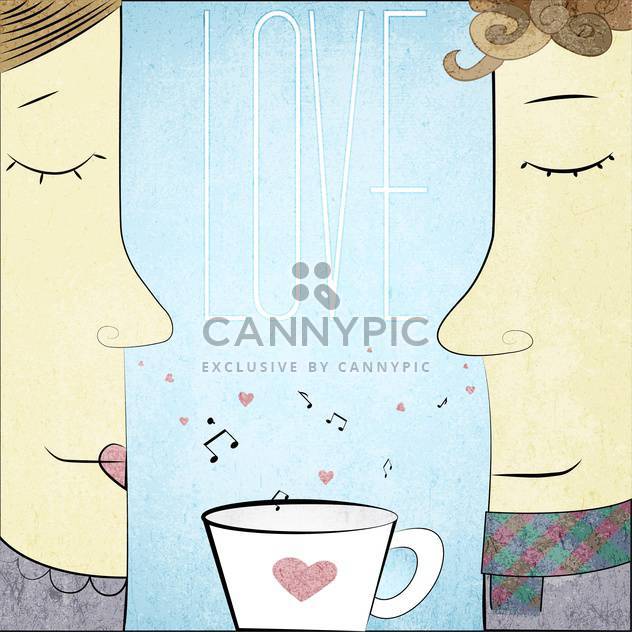 male and female couple in love with a tea cup - Free vector #128345
