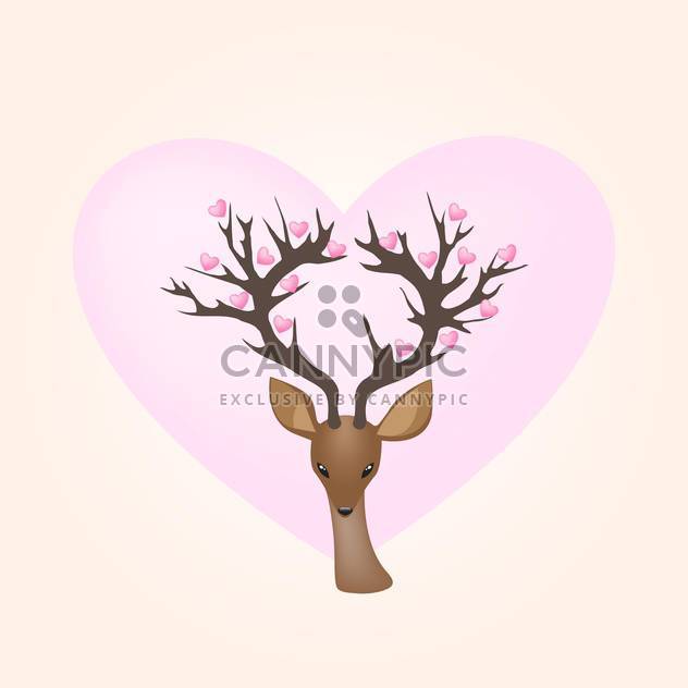 Vector illustration of deer and hearts - Free vector #128565