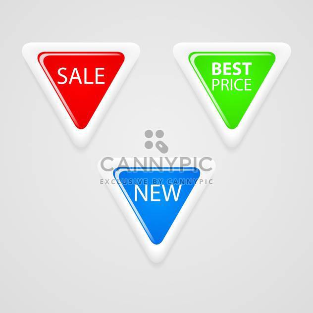 Vector set of colorful triangle buttons with sale text - vector #128765 gratis