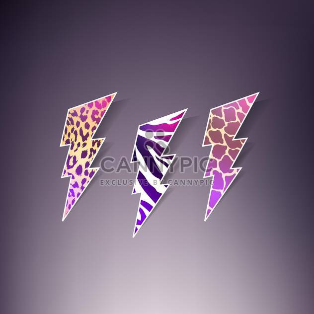 set of vector thunders with animal skin ornament - vector gratuit #129055 