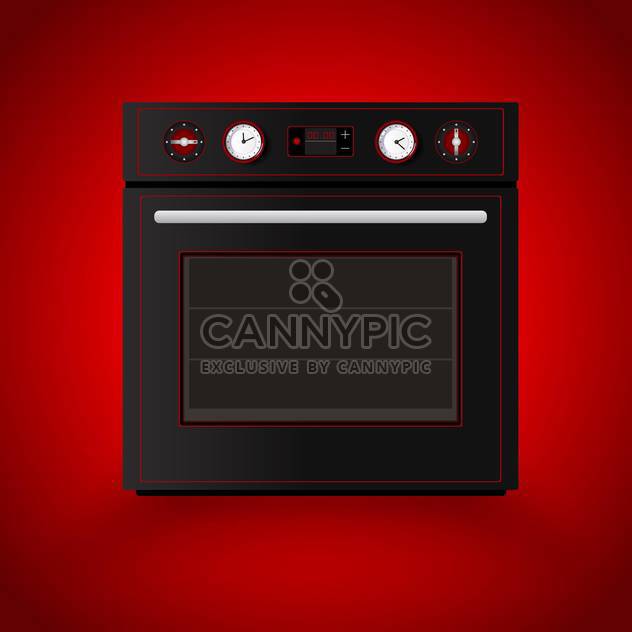 Kitchen vector oven on red background - бесплатный vector #129175