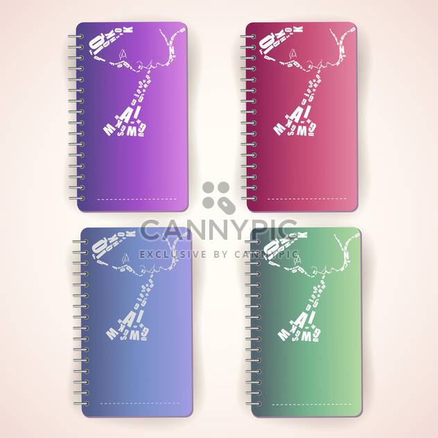 set of notepads with female face silhouettes - vector #129205 gratis