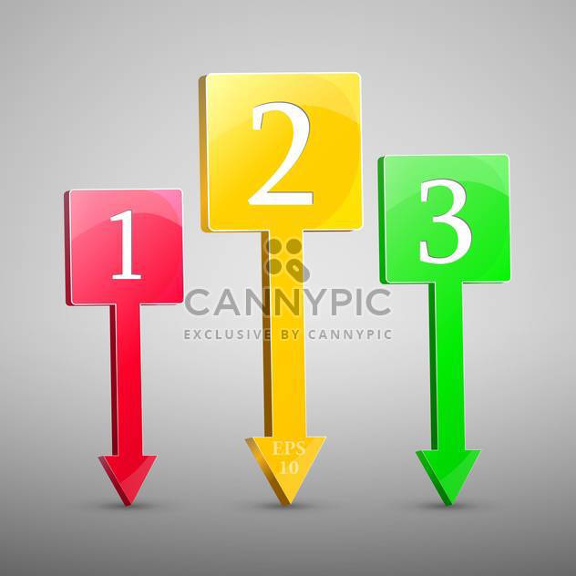 Vector illustration of colorful arrows with numbers on gray background - vector #129375 gratis