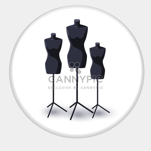 Vector illustration of black tailor mannequins in circle frame - Free vector #129575