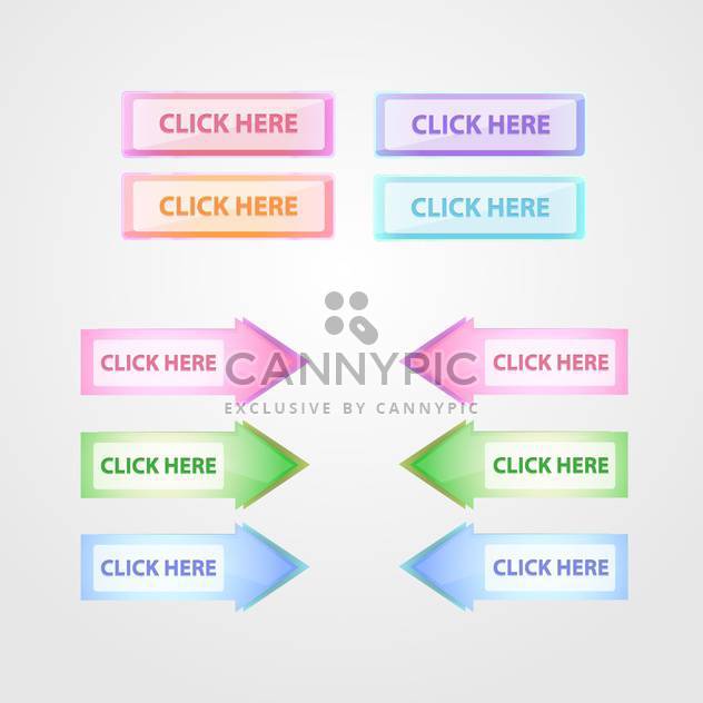 Vector set of colorful buttons and arrows on gray background - Free vector #129605