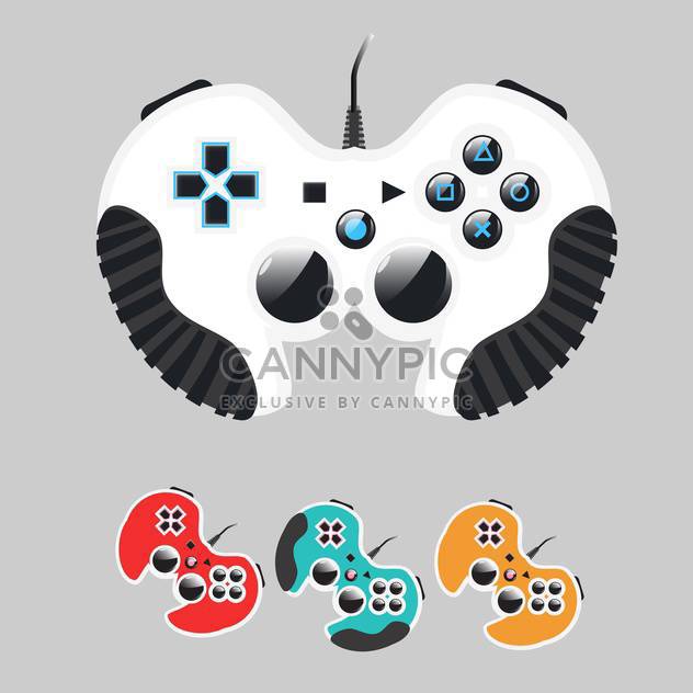 Vector set of colorful gamepads on gray background - vector gratuit #129625 