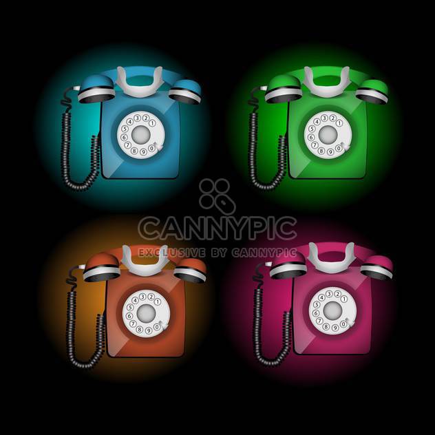 Vector set of colorful telephones on black background - бесплатный vector #129715