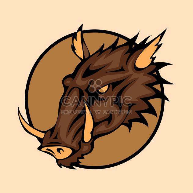 Vector illustration of wild boar head inside circle on orange background - vector #129795 gratis