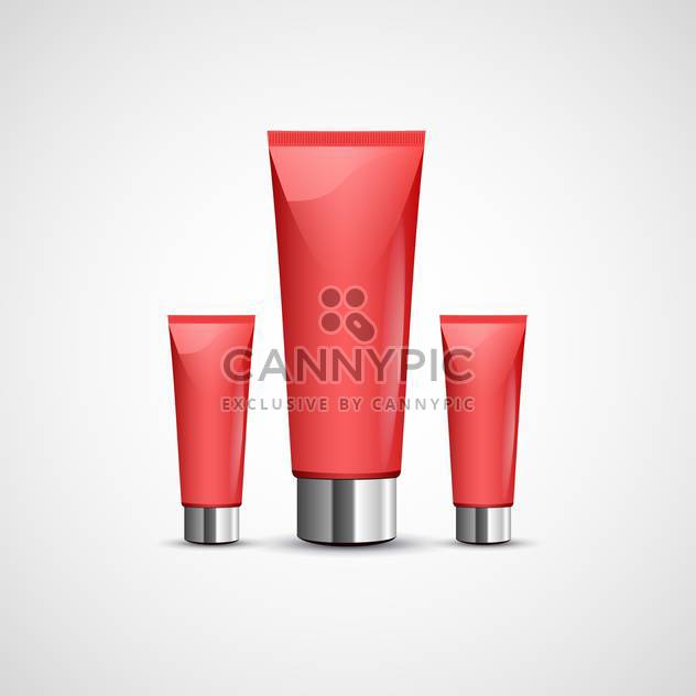 Vector illustration of red clean tubes of cream on gray background - бесплатный vector #129845