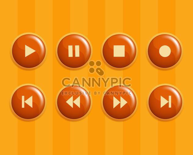 Vector set of orange media buttons - vector #130095 gratis