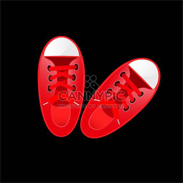 vector illustration of red sneakers on black background - vector gratuit #130625 