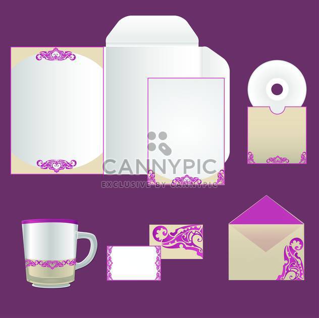 Stationery design set on purple background - vector #130695 gratis