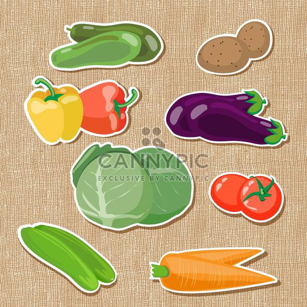 colorful illustration of fresh vegetables on brown background - vector gratuit #130805 
