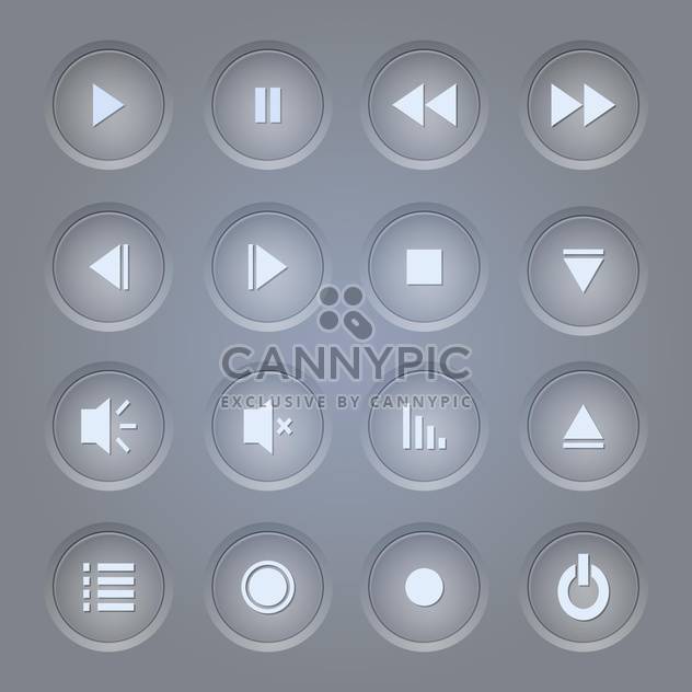 Vector set of media player icons on grey background - vector #131795 gratis