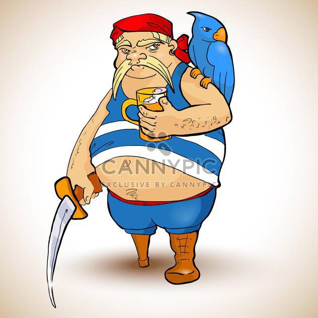 Cartoon pirate with parrot vector illustration - Free vector #131965