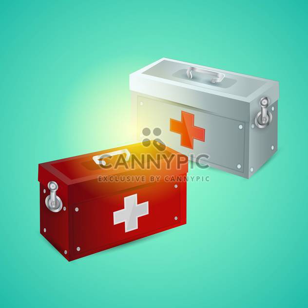 Vector illustration of first aid boxes on blue background - vector #132005 gratis