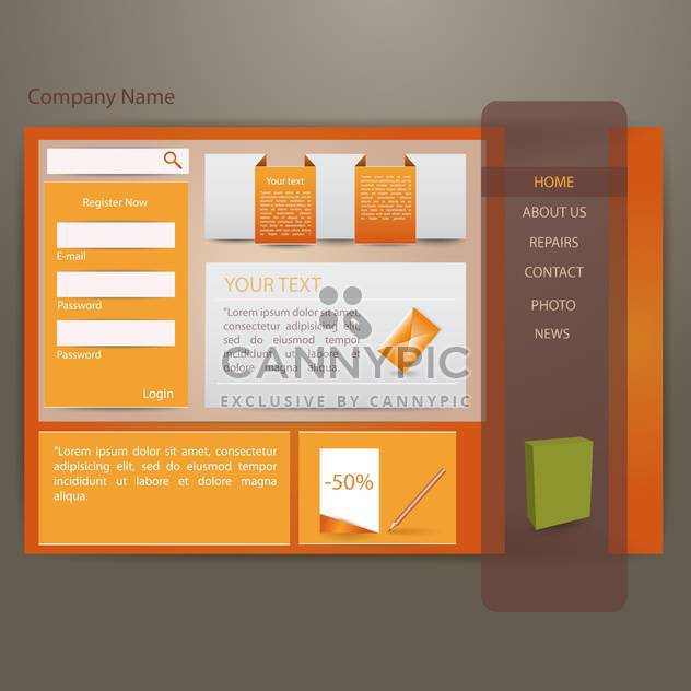 Vector illustration of orange website creative template - Free vector #132055