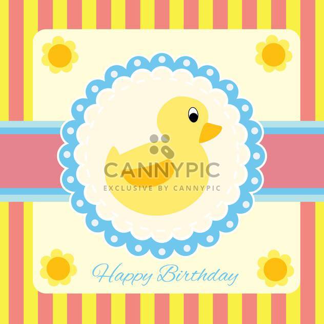 Vector illustration of childish greeting card with duck - Kostenloses vector #132065