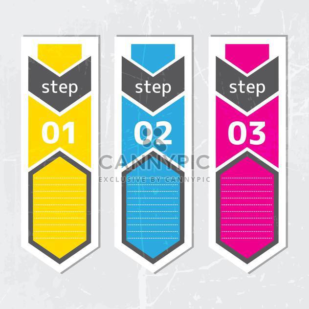 Set of colorful vector labels with three steps - бесплатный vector #132235