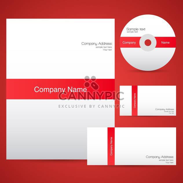 Red corporate identity templates with cd - Free vector #132255