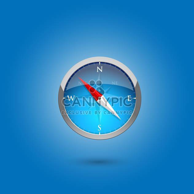 Glossy compass on blue background,vector illustration - vector gratuit #132275 