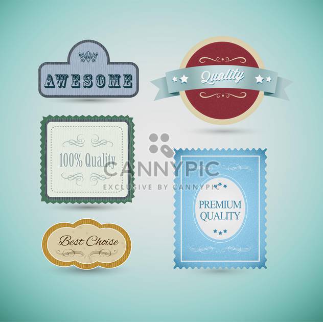 Vintage labels and ribbon retro style set, vector design elements - Free vector #132385