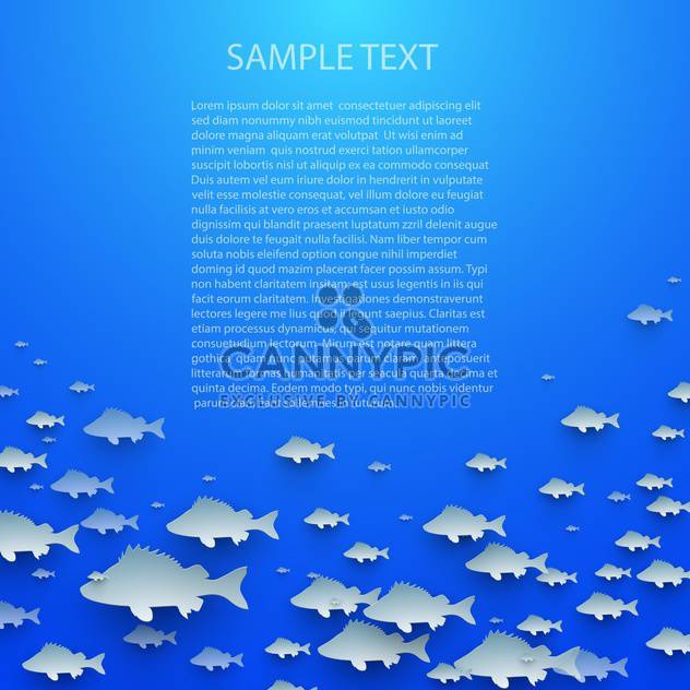 Blue abstract vector background with fish - vector gratuit #132395 