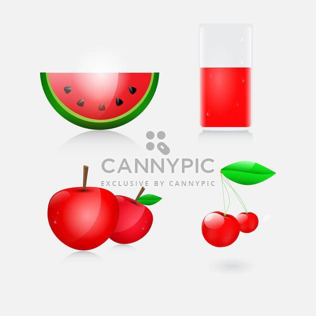 illustration of juice, watermelon, apples and cherry - Free vector #132885
