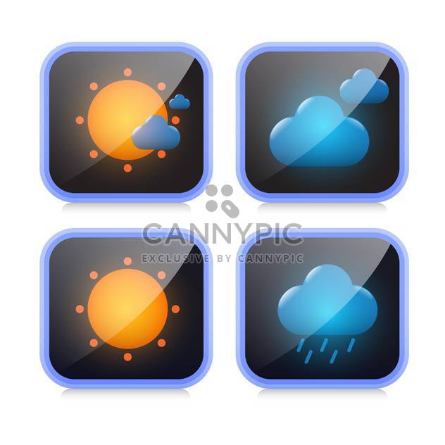 weather icons buttons set - vector gratuit #132905 
