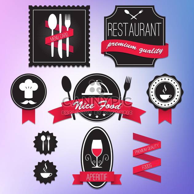 collection of retro restaurant labels - Free vector #132995