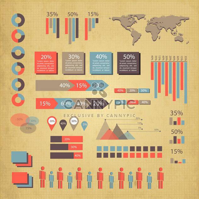 business infographics set with world map - Free vector #133425