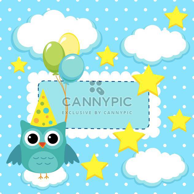owl with balloons on card background - vector gratuit #133795 